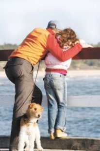 Family by water